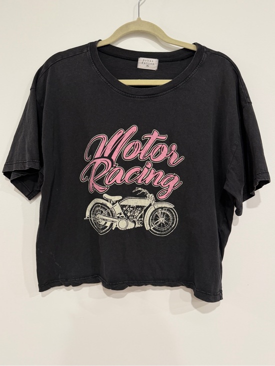 Urban Nation Tops - Urban Nation Motor Racing Motorcycle Graphic‎ Crop Tee XL
